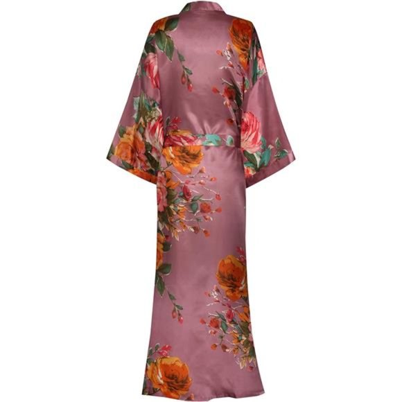 Kimono Robes For Women Long Silky Sleepwear bridal Dressing Gown - Picture 4 of 7